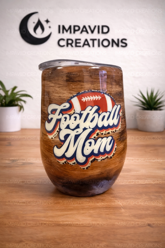 12oz Football Mom Stainless Steel Wine Tumbler