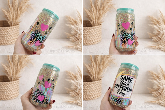 Same bitch different day 16 ounce snow-globe tumbler with straw and lid