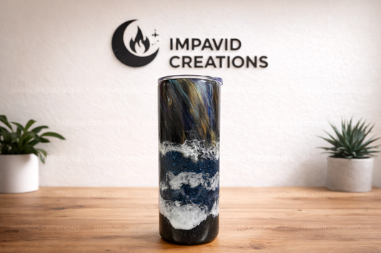 20oz Ocean Wave Epoxy Tumbler – Handmade Resin Beach Cup
