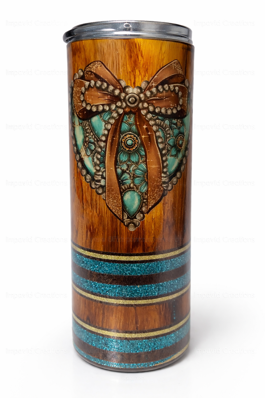 Rustic Turquoise Bow Tumbler – 30oz Stainless Steel