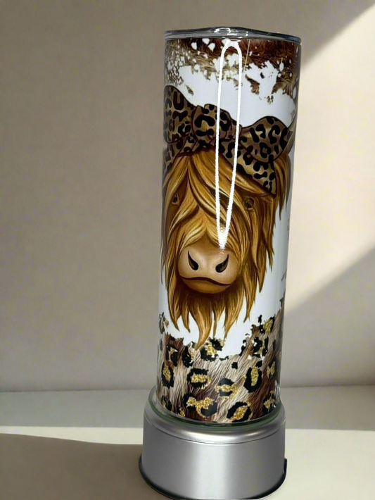 20 oz dama still Highland cow tumbler